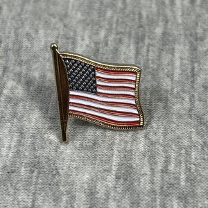 Vintage Waving American Flag Lapel Hat Pin, Safety Back!